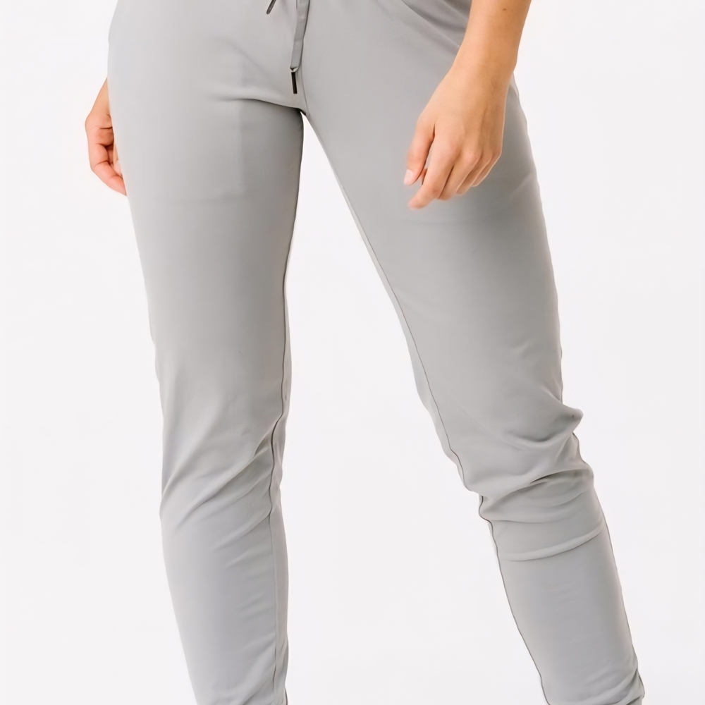 ZYIA Gray Track Pants with Elastic Cuffs and Drawstring Waistband